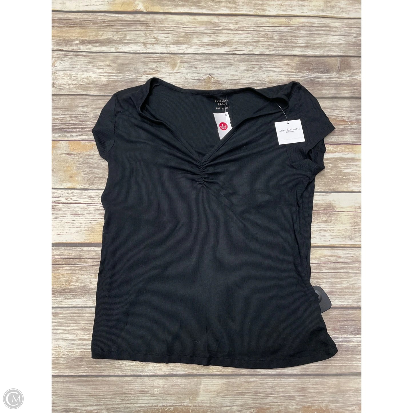 Top Short Sleeve Basic By American Eagle In Black, Size: Xl