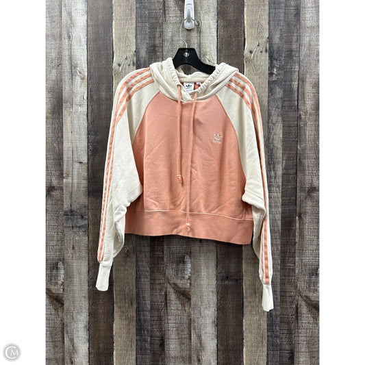 Athletic Sweatshirt Hoodie By Adidas In Peach, Size: M