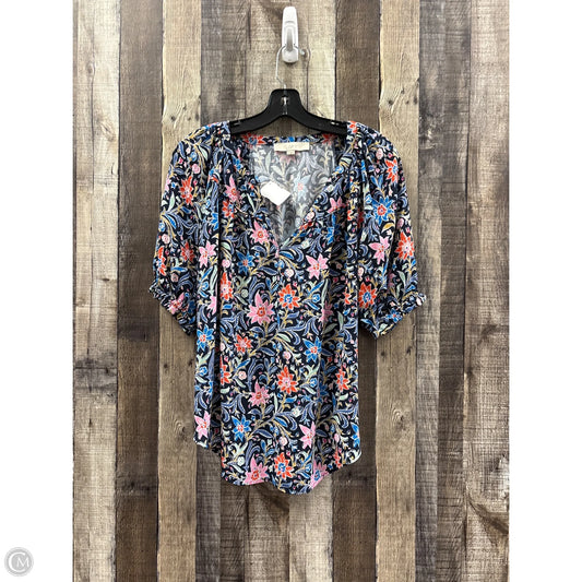 Top Short Sleeve By Loft In Multi-colored, Size: M