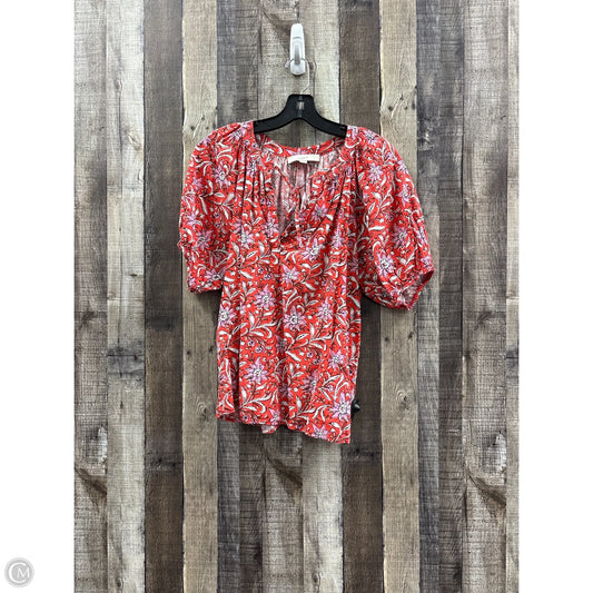 Top Short Sleeve By Loft In Multi-colored, Size: M