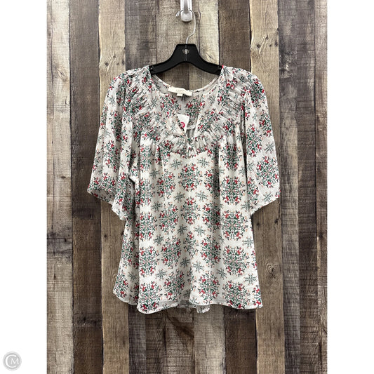 Top Short Sleeve By Loft In Multi-colored, Size: M