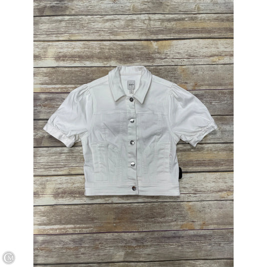 Top Short Sleeve By Maeve In White Denim, Size: S