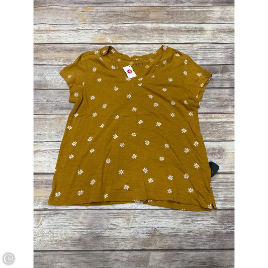Top Short Sleeve By Loft In Gold, Size: L
