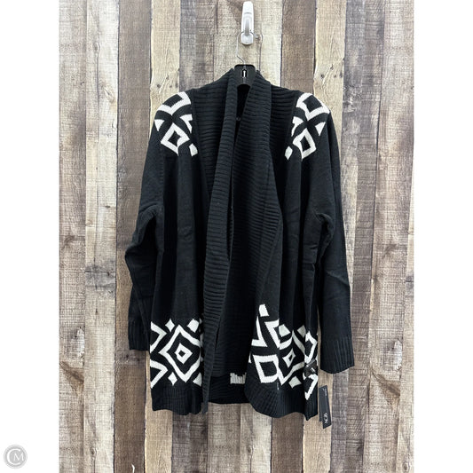 Sweater Cardigan By Agb In Black & White, Size: 3x