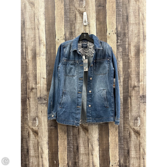 Jacket Shirt By Curve Appeal In Blue Denim, Size: S