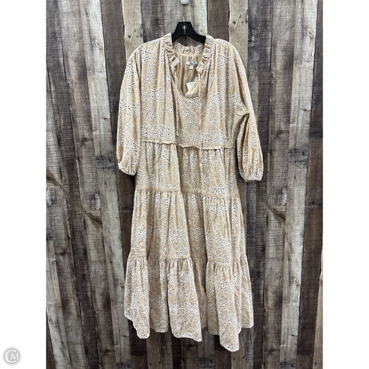 Dress Casual Maxi By Chicos In Tan & White, Size: L