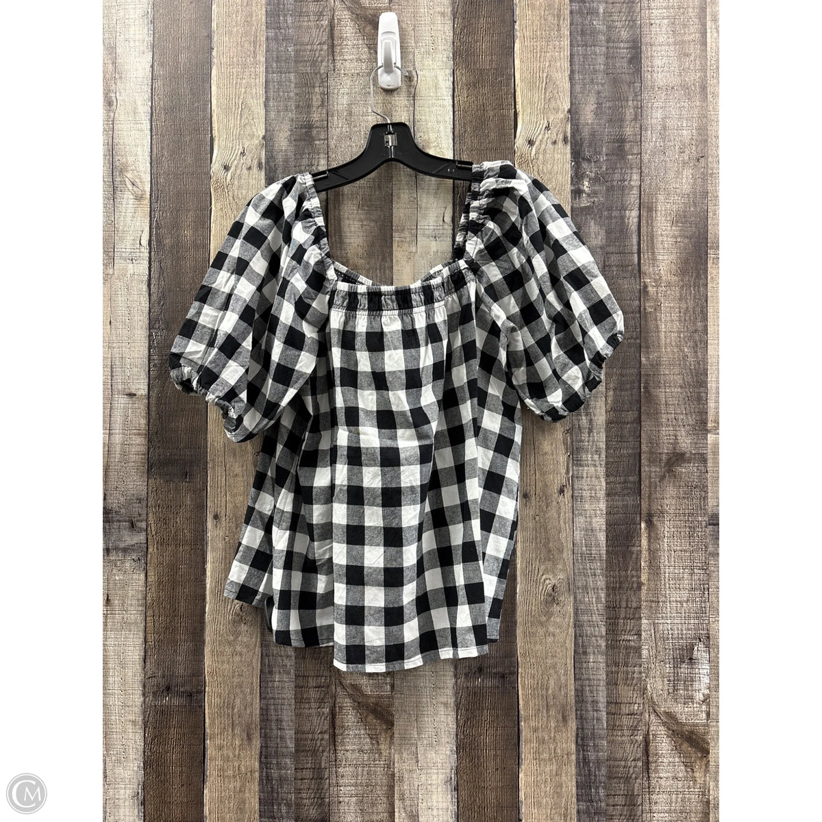 Top Short Sleeve By Easel In Checkered Pattern, Size: L