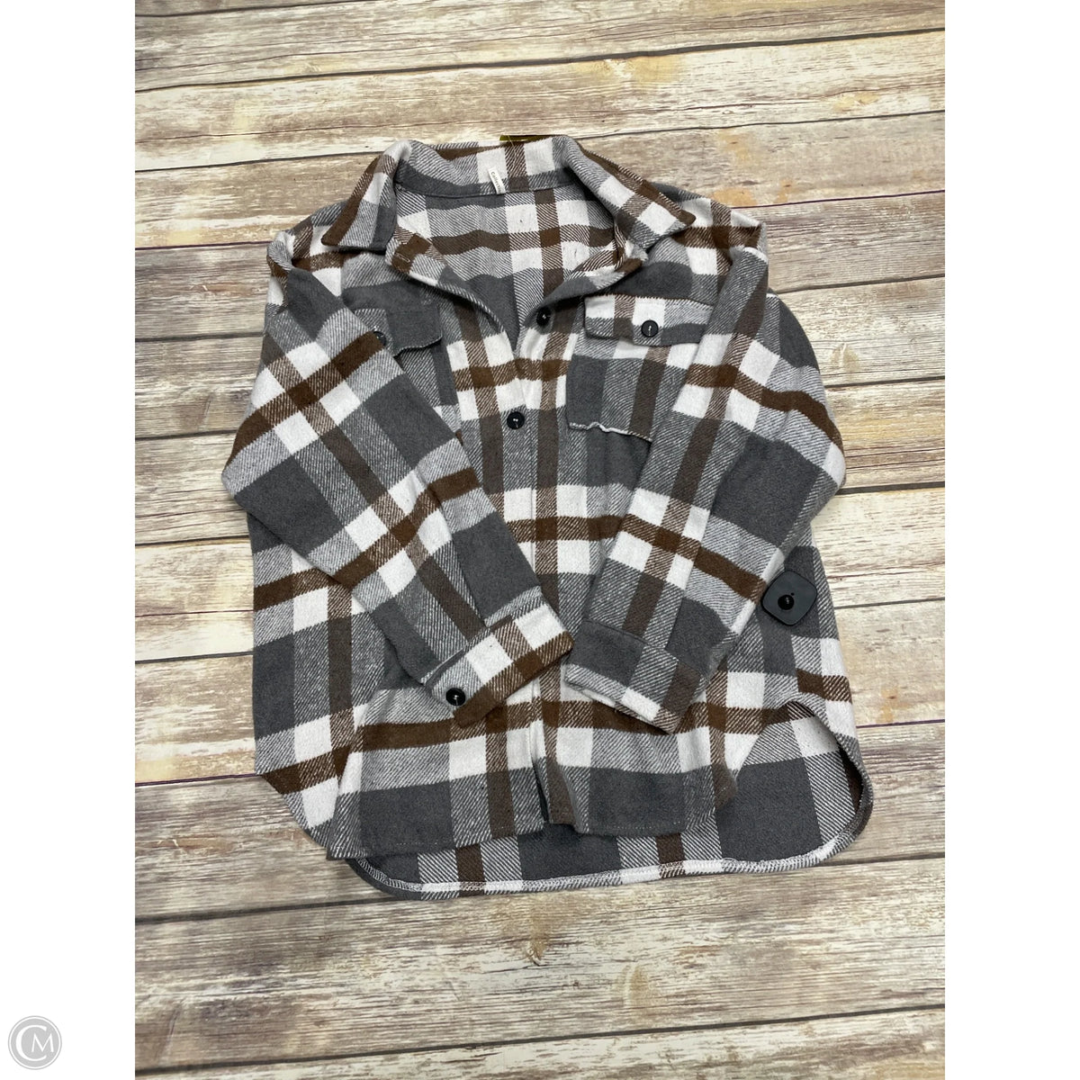 Jacket Shirt By Cme In Plaid Pattern, Size: L