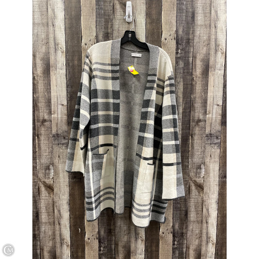 Sweater Cardigan By Nine West In Plaid Pattern, Size: 2x