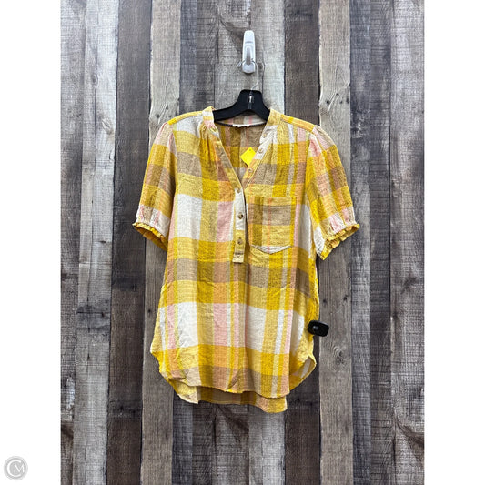 Top Short Sleeve By Pilcro In Plaid Pattern, Size: Xs