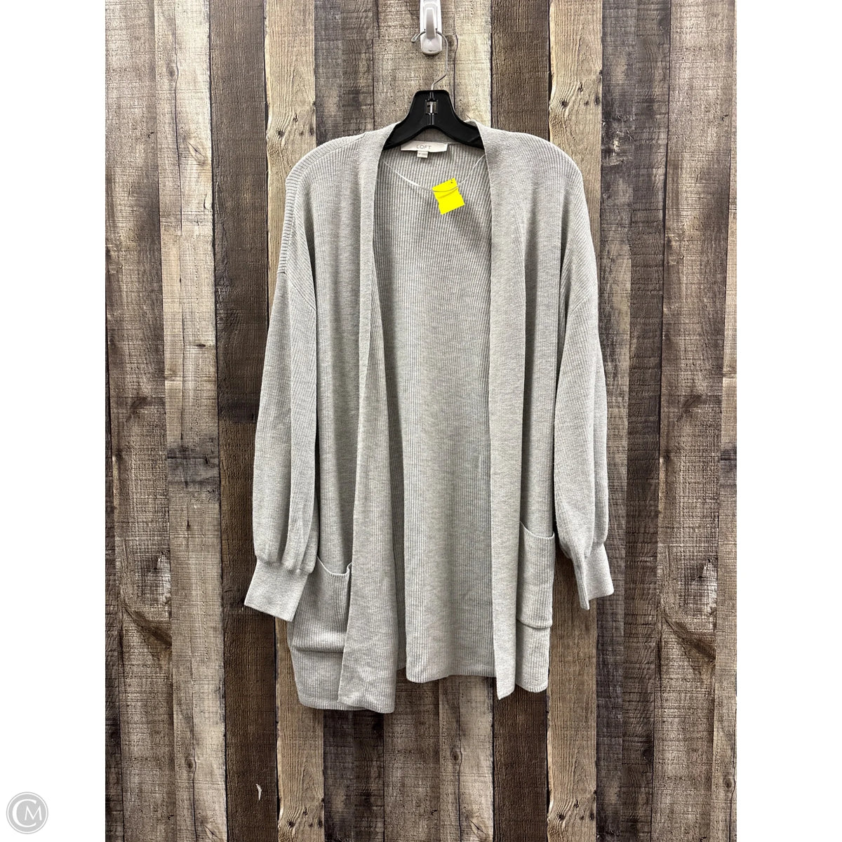 Sweater Cardigan By Loft In Grey, Size: M