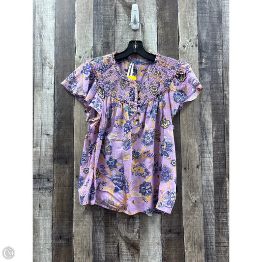 Top Short Sleeve By Anthropologie In Purple, Size: M