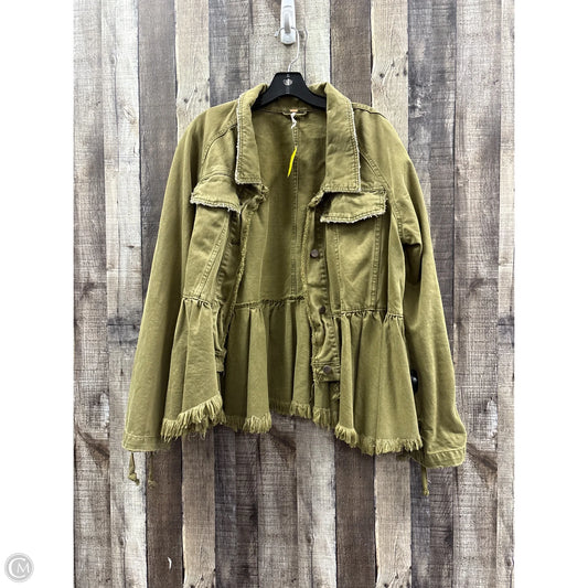 Jacket Denim By Free People In Green Denim, Size: L
