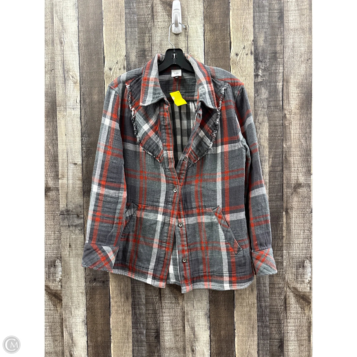 Jacket Shirt By Cabi In Plaid Pattern, Size: M