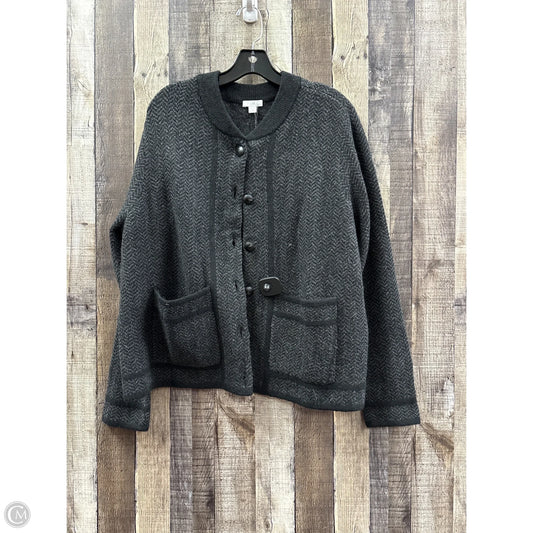 Sweater Cardigan By J. Jill In Black & Grey, Size: Lp