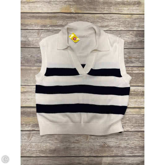 Sweater Short Sleeve By Moon And Madison In Blue & White, Size: M