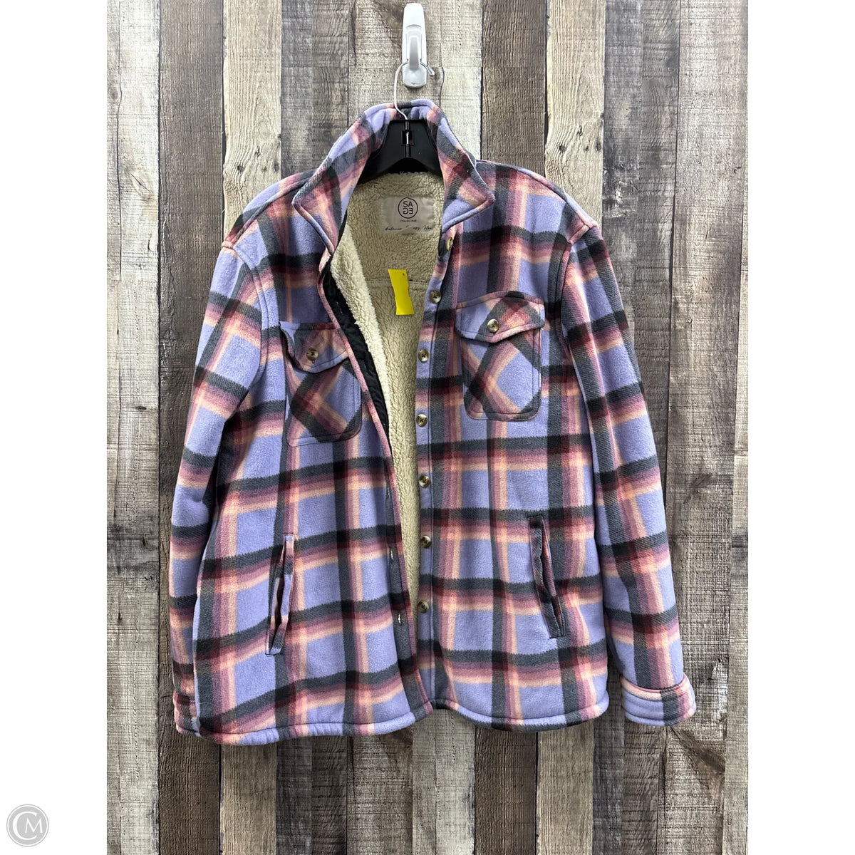 Jacket Shirt By Sage In Plaid Pattern, Size: L