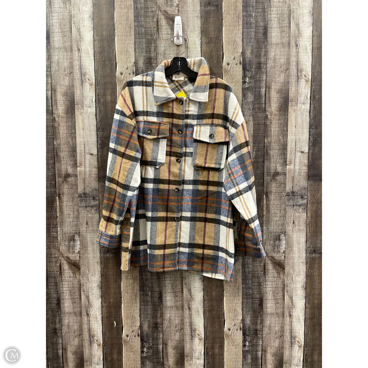 Jacket Shirt By Bibi In Plaid Pattern, Size: M