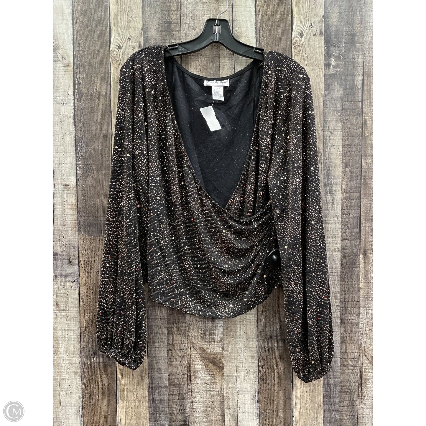 Top Long Sleeve By Cme In Black & Gold, Size: Xl