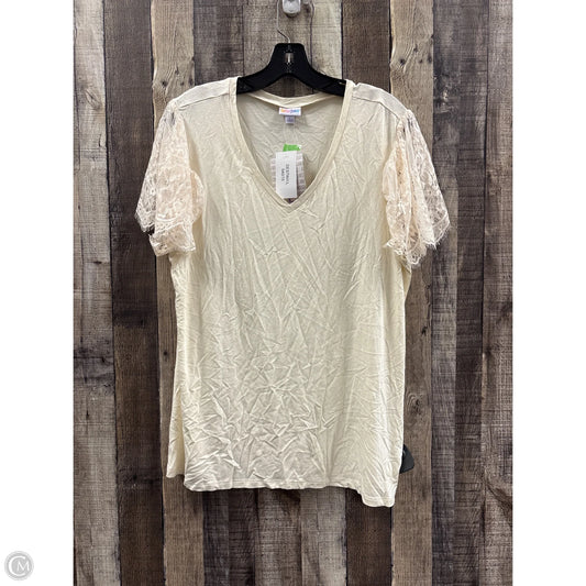 Top Short Sleeve By Lularoe In Ivory, Size: L