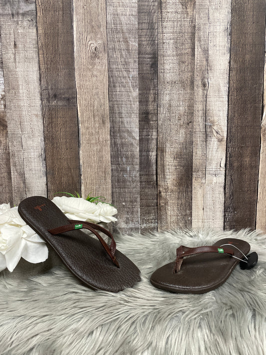 Brown Sandals Flip Flops Sanuk, Size 8