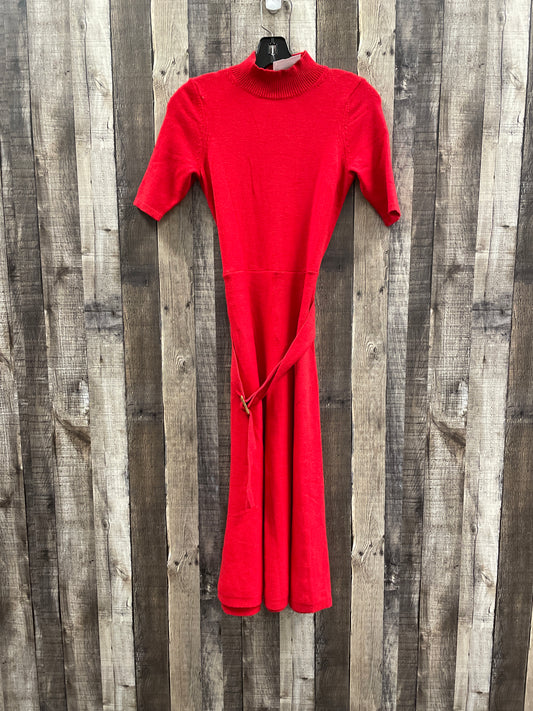 Dress Casual Midi By Ann Taylor In Red, Size: Xs