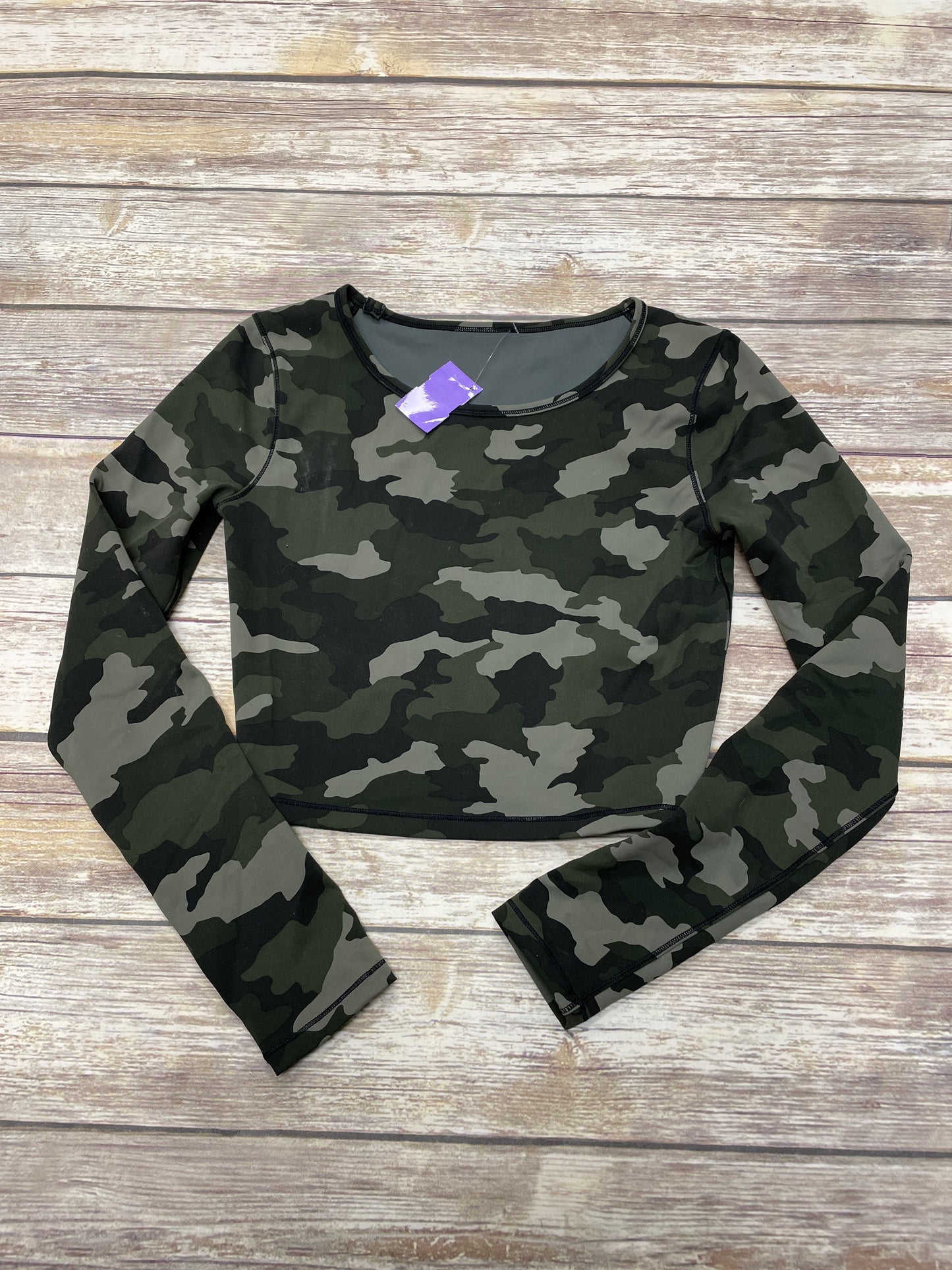 Camouflage Print Athletic Top Long Sleeve Crewneck Lululemon, Size 4