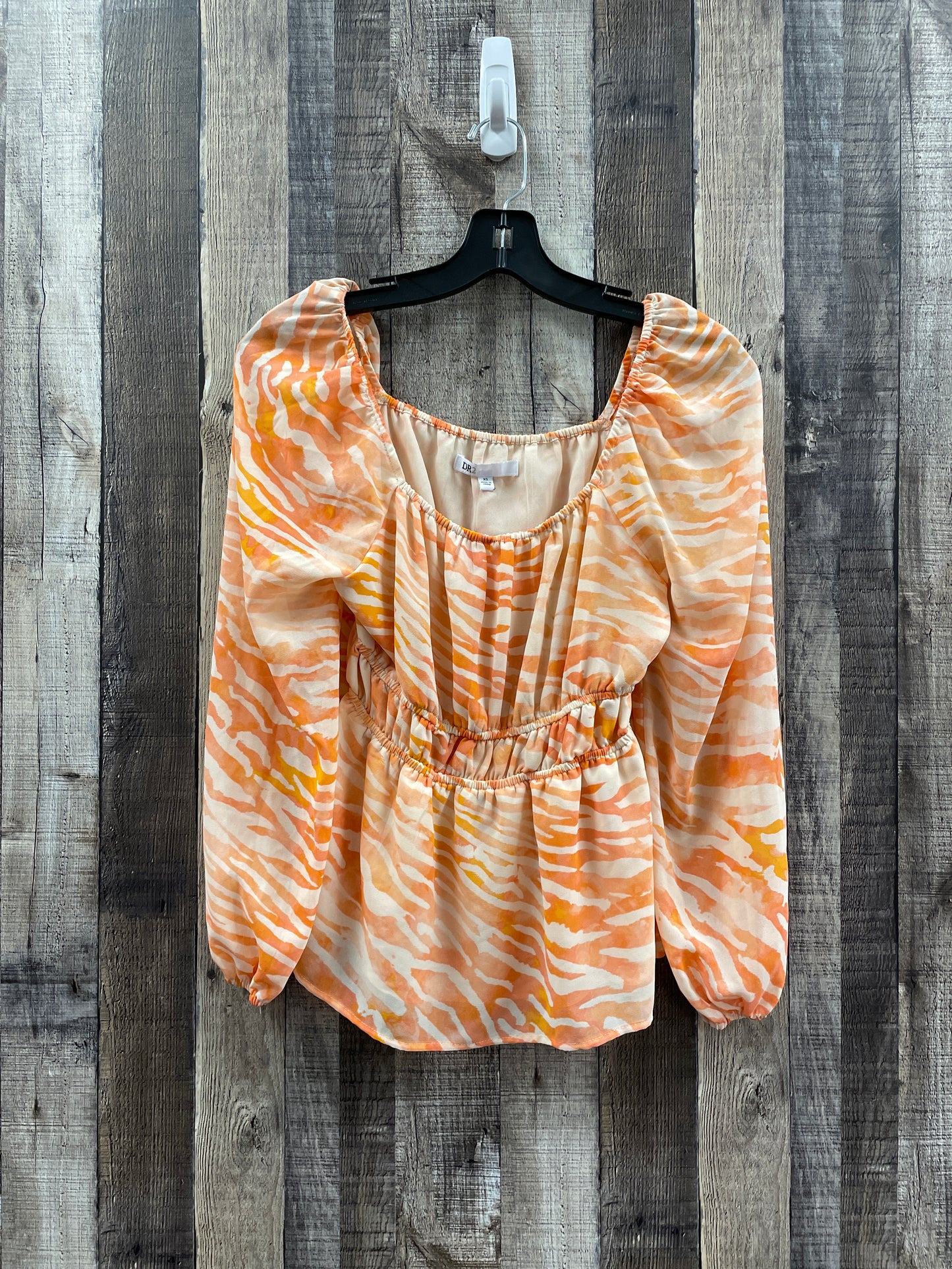 Orange Top Long Sleeve Dr2, Size Xs