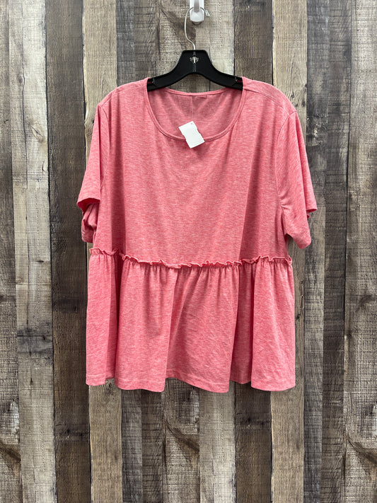 Top Short Sleeve By Shein In Pink, Size: 2x