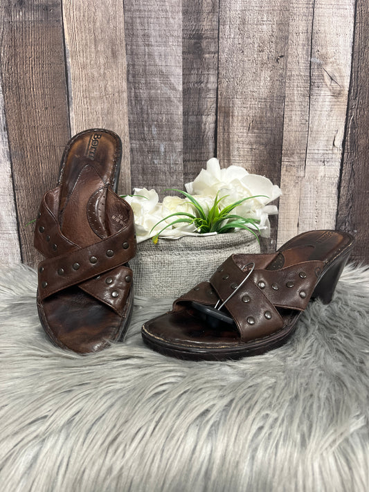 Brown Sandals Heels Block Born, Size 10