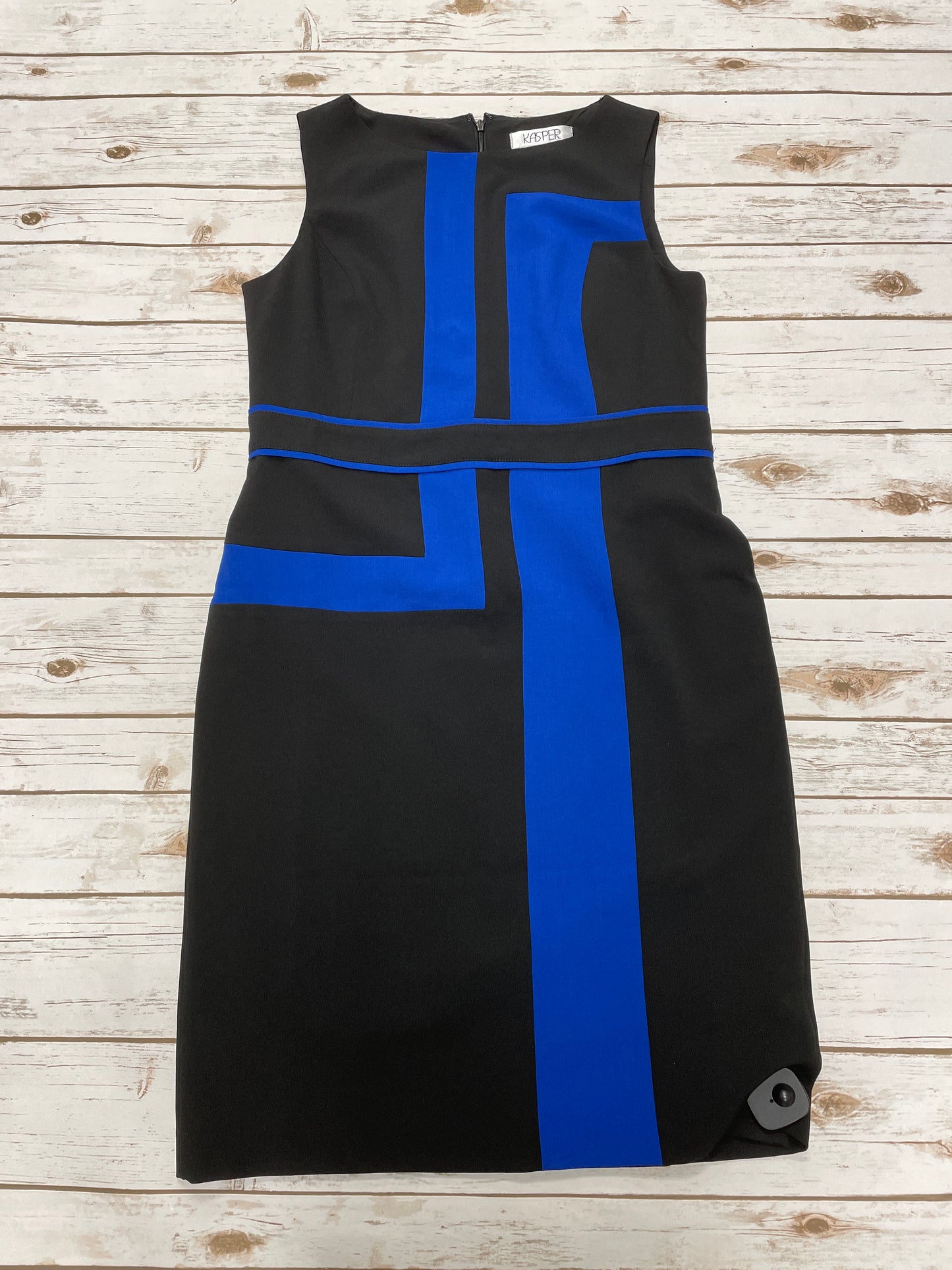 Dress Casual Midi By Kasper In Black & Blue, Size: L