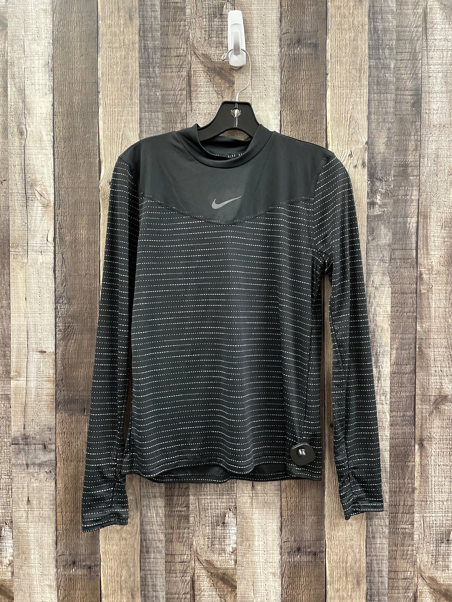 Athletic Top Long Sleeve Collar By Nike In Black, Size: S