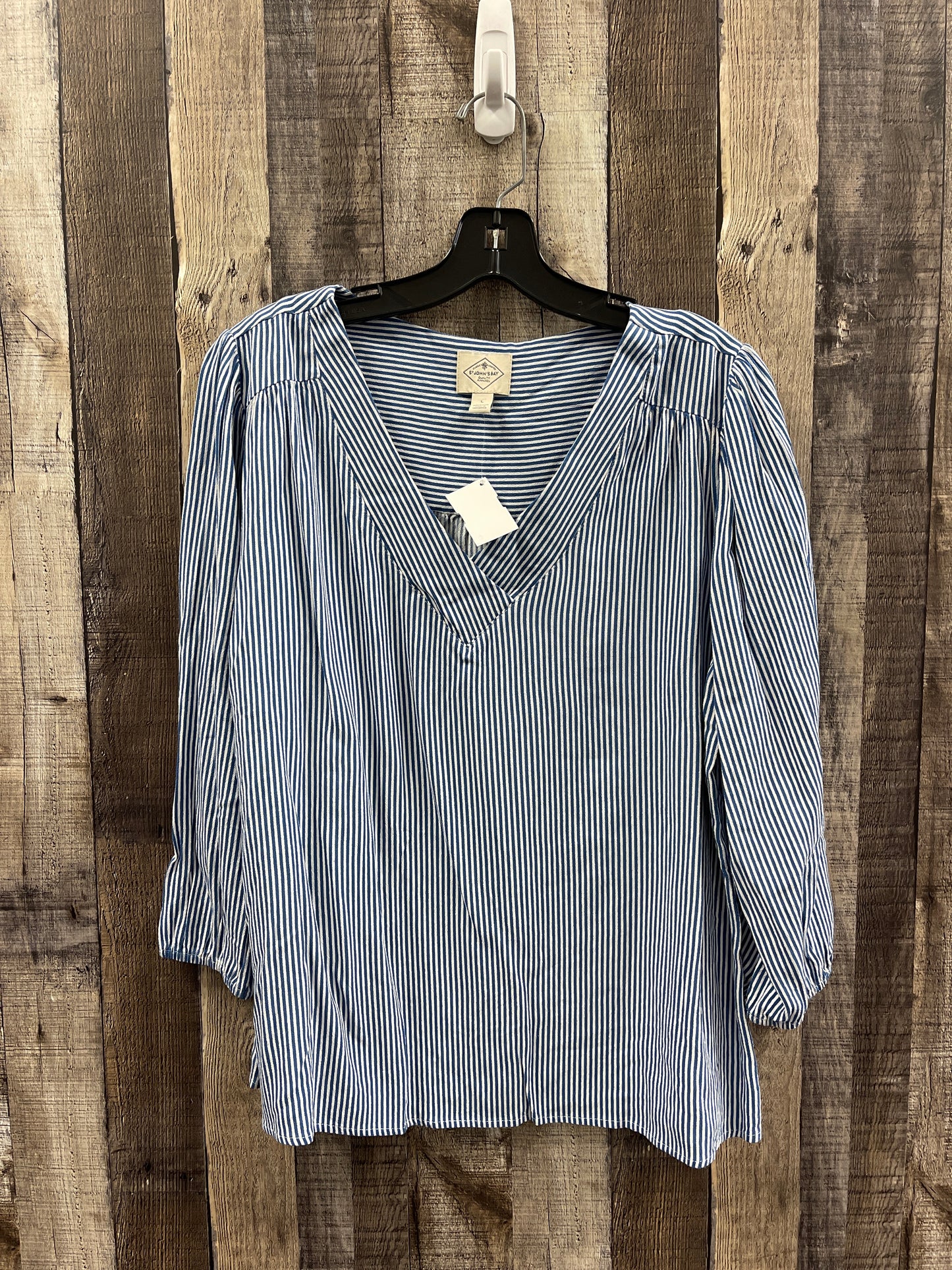 Top Long Sleeve By St Johns Bay In Blue, Size: L