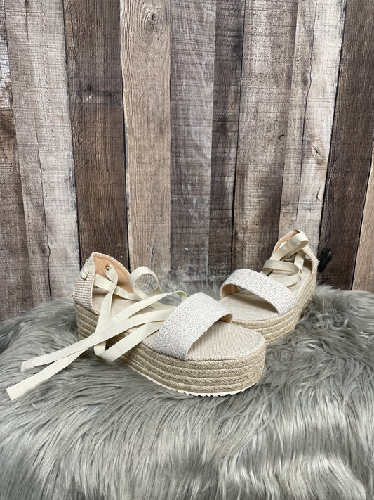 Sandals Heels Platform By Cmf In Cream, Size: 12