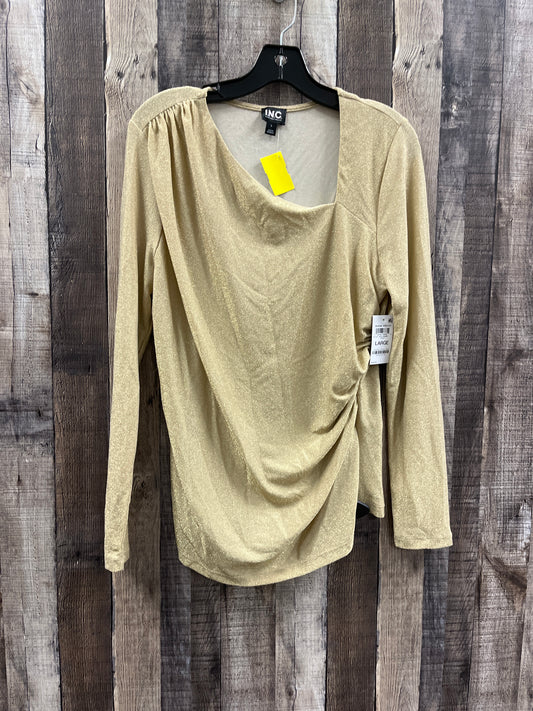 Top Long Sleeve By Inc In Gold, Size: L