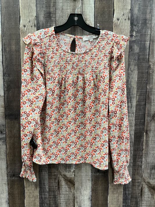 Top Long Sleeve By Loft In Floral Print, Size: M