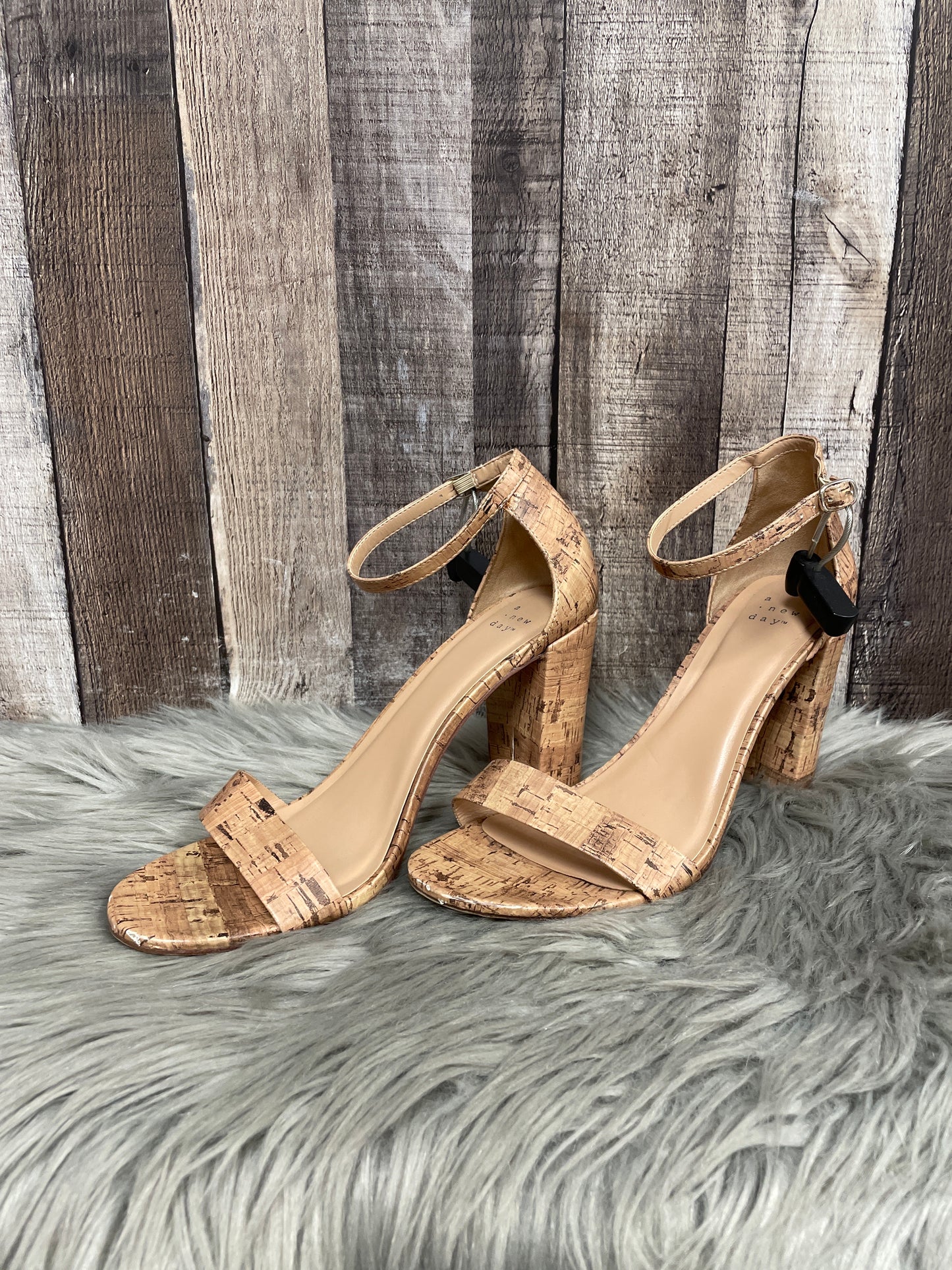 Sandals Heels Block By A New Day In Tan, Size: 10