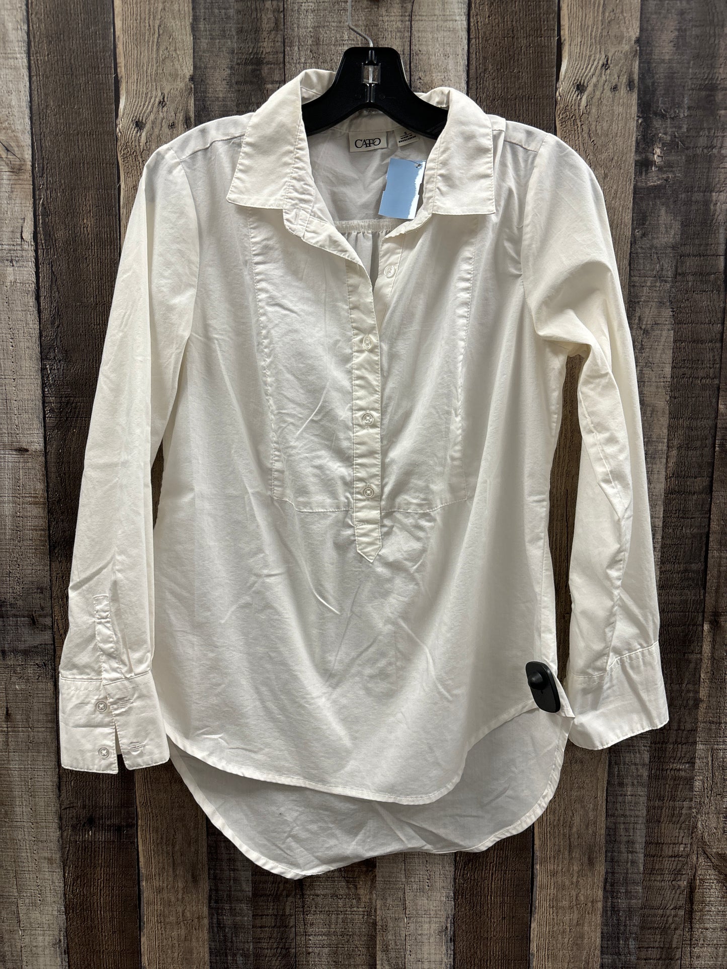 Top Long Sleeve By Cato In White, Size: S