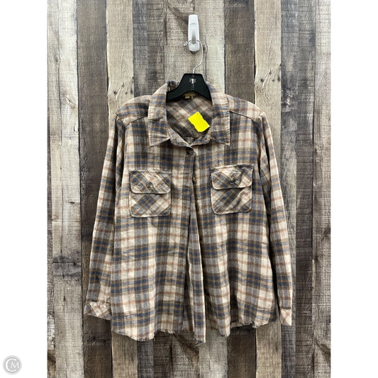 Top Long Sleeve By Democracy In Plaid Pattern, Size: S