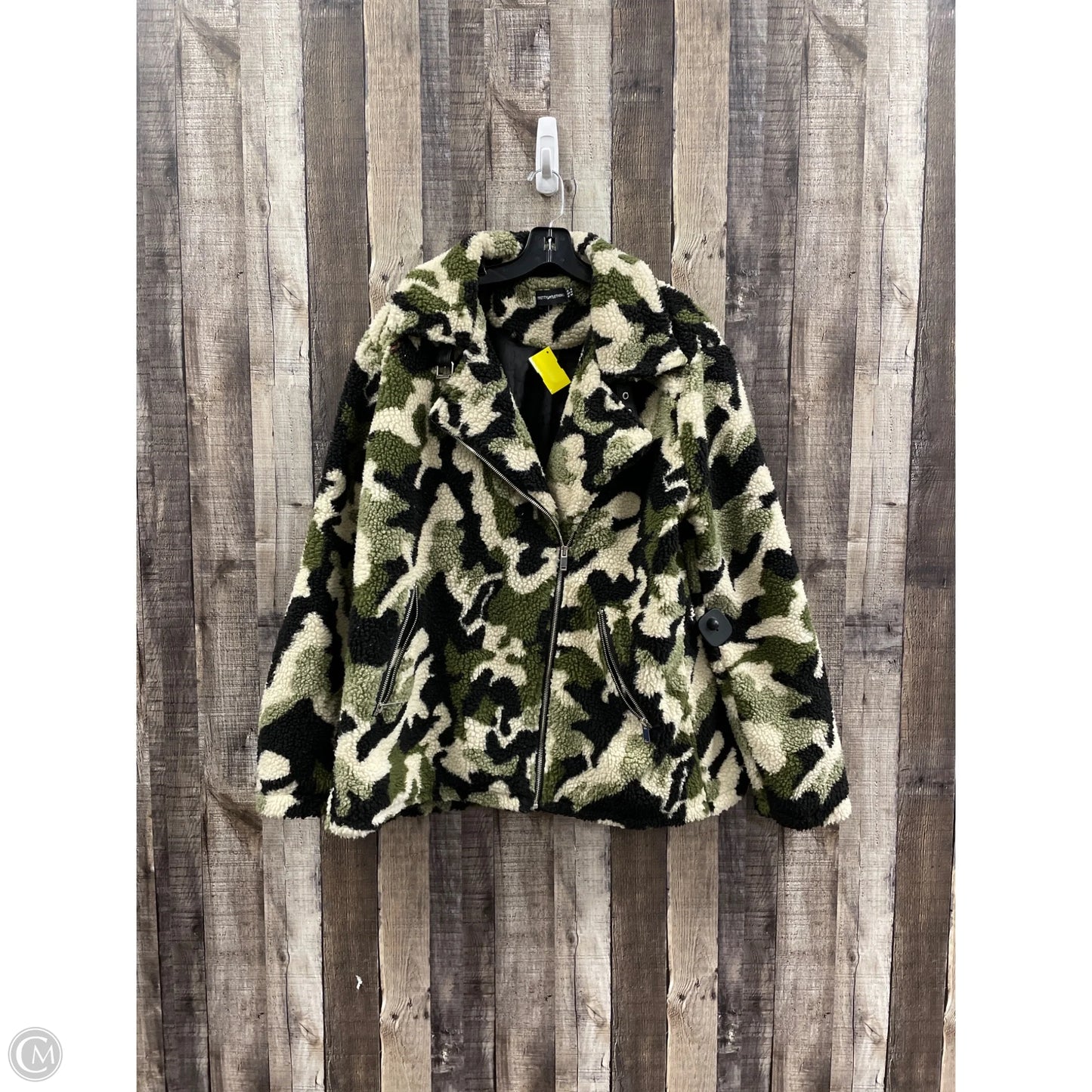 Jacket Faux Fur & Sherpa By Pretty Little Thing In Camouflage Print, Size: L