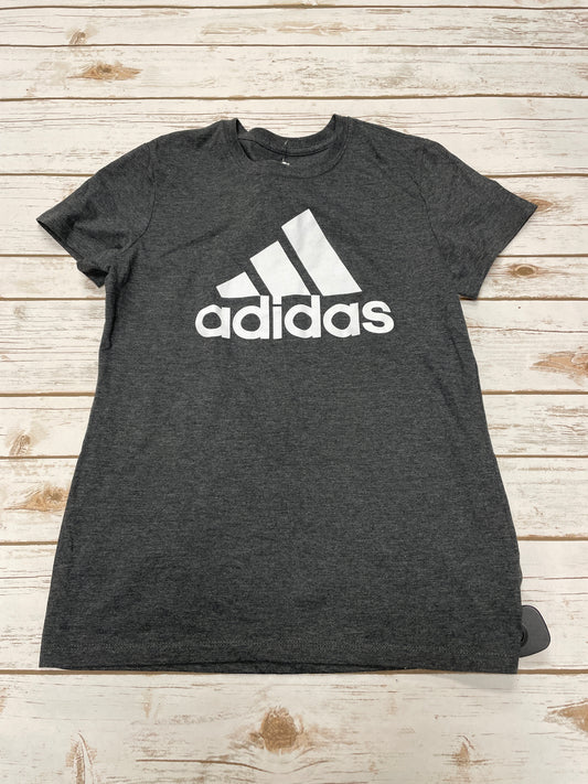 Athletic Top Short Sleeve By Adidas In Grey, Size: M