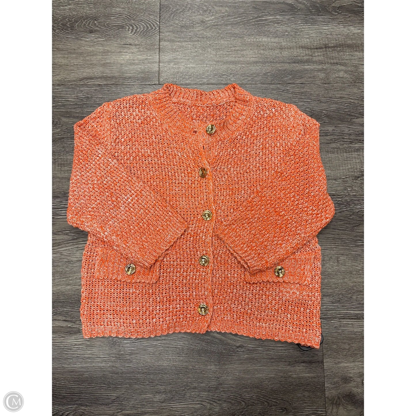 Sweater Cardigan By Cmf In Orange, Size: S