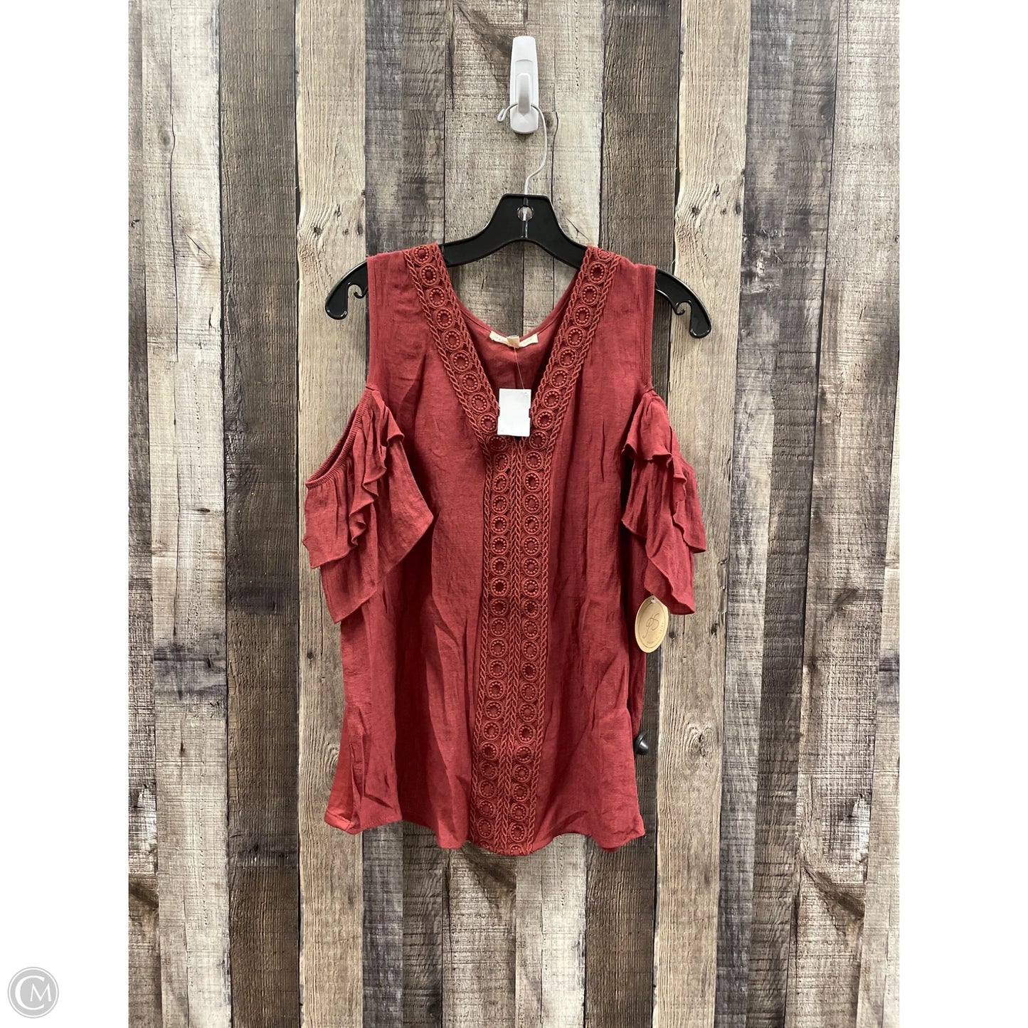 Top Short Sleeve By Cme In Maroon, Size: Xl