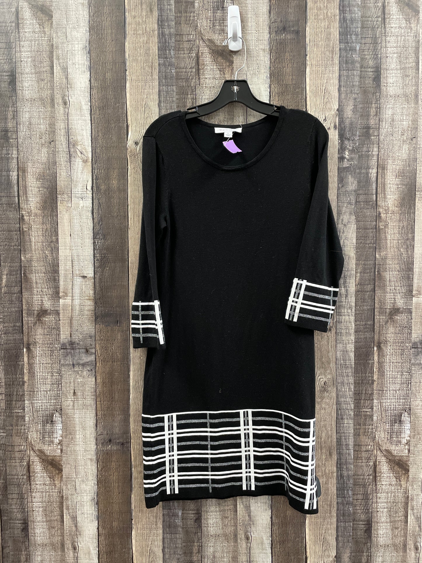 Black & White Dress Casual Midi Cme, Size S