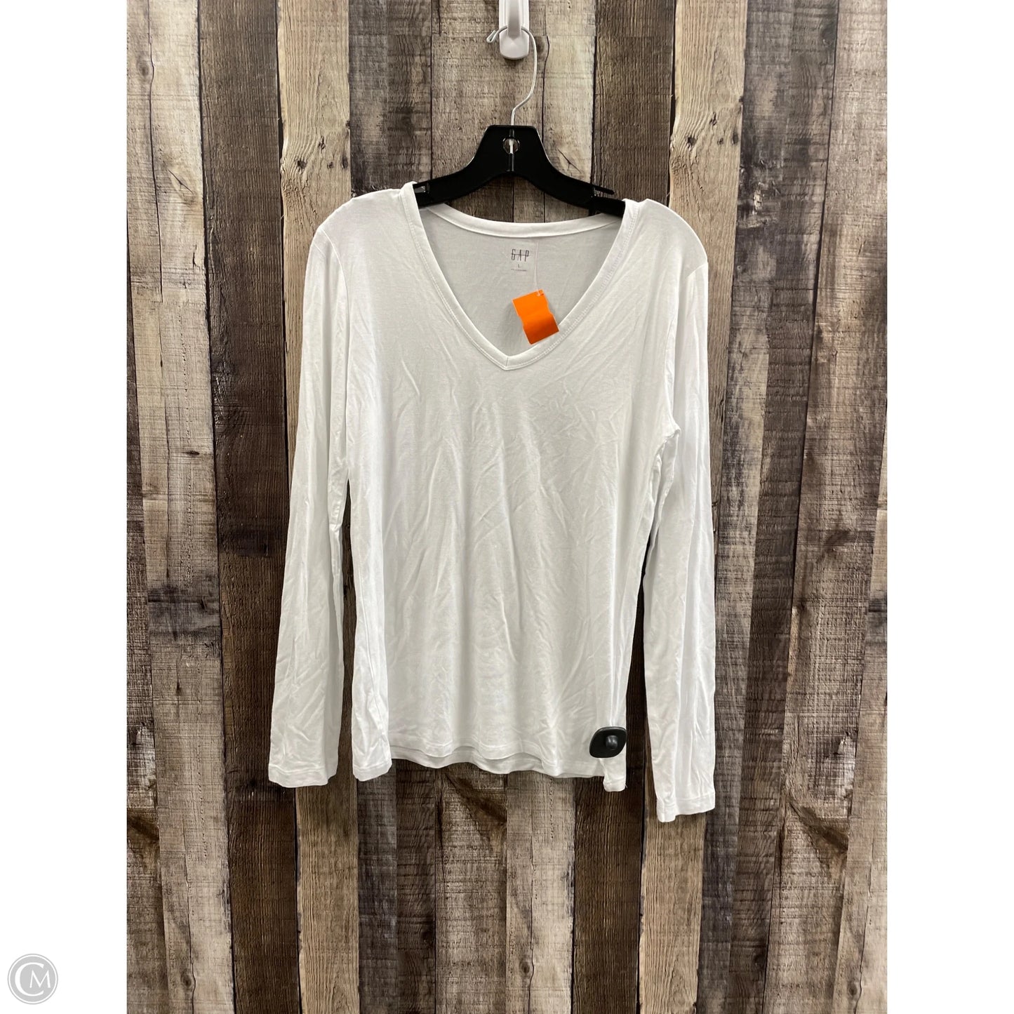 Top Long Sleeve Basic By Gap In White, Size: L