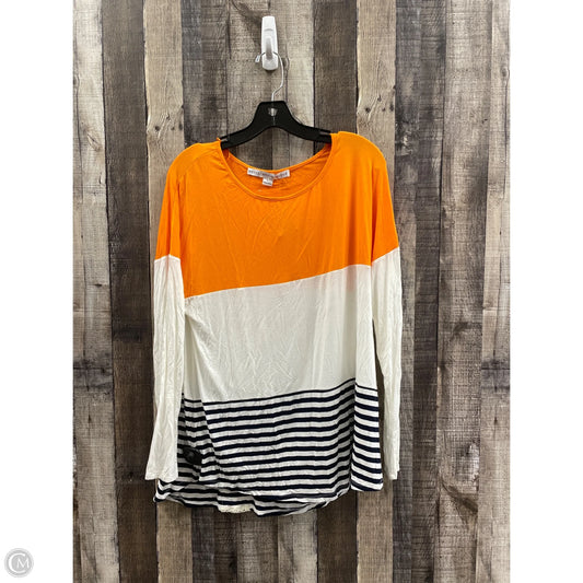 Top Long Sleeve By Hyfve In Orange & White, Size: L