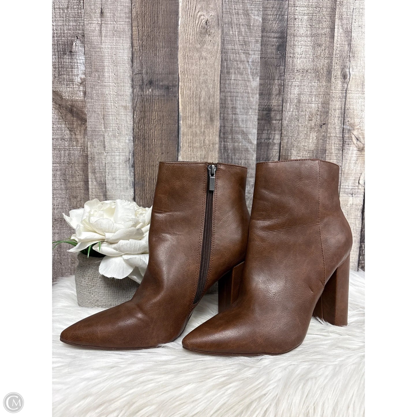 Boots Ankle Heels By Justfab In Brown, Size: 10