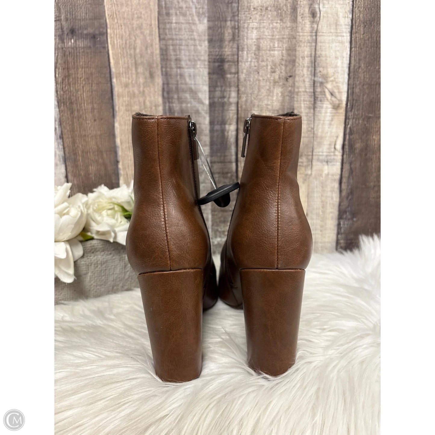 Boots Ankle Heels By Justfab In Brown, Size: 10