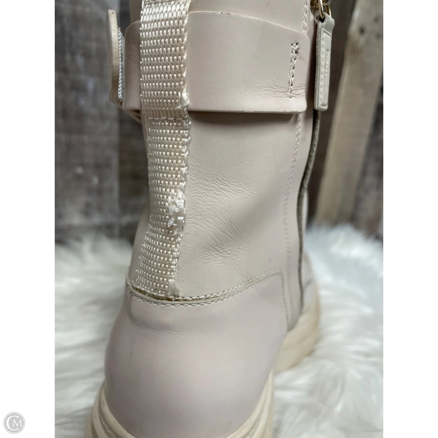 Boots Luxury Designer By Ferragamo In Beige, Size: 7.5