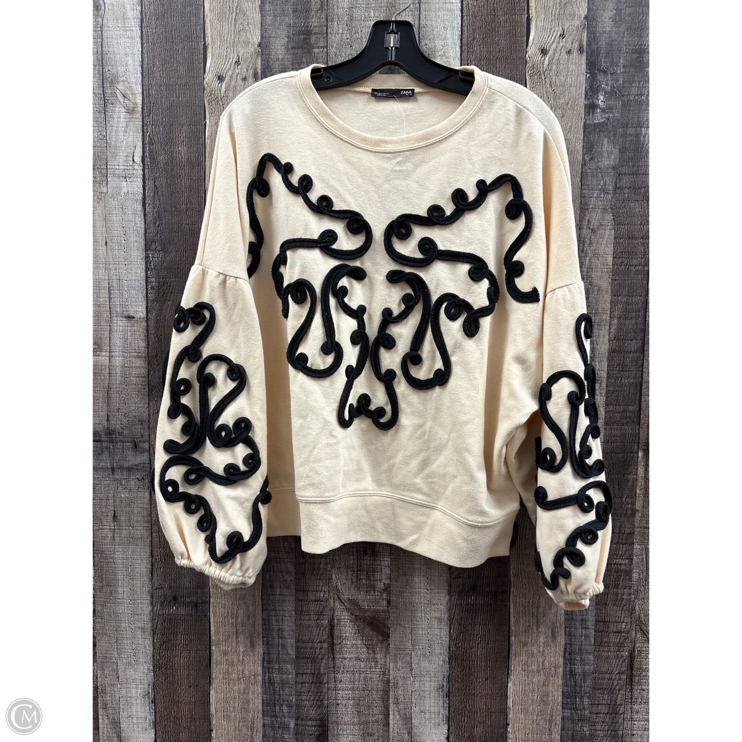 Sweatshirt Collar By Zara In Beige, Size: S